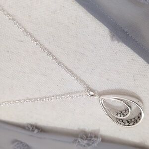 NWT Elegant Silver-Tone Double Teardrop Pendant Necklace by Bold Elements